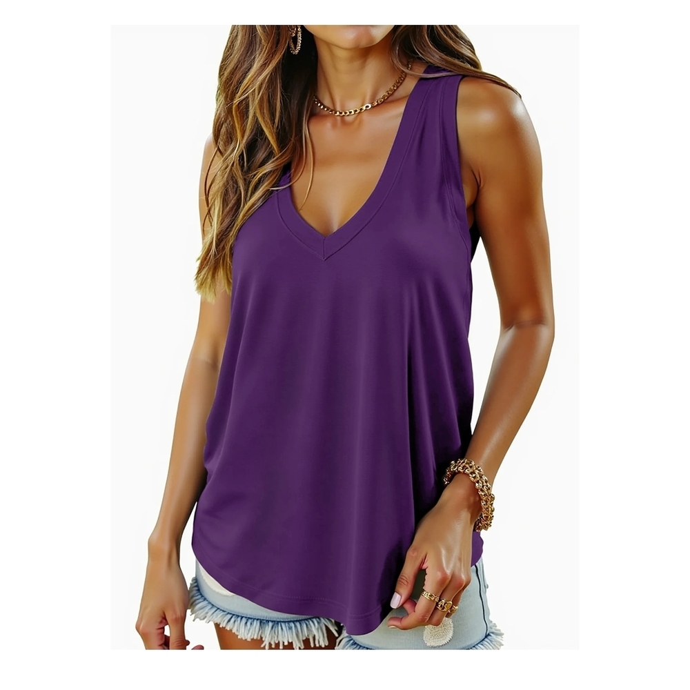 Purple V-Neck Women's Top